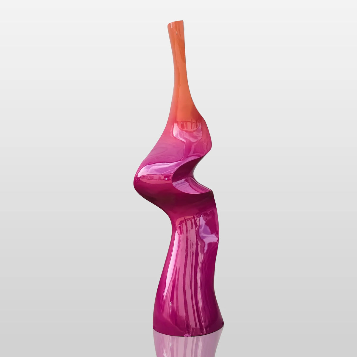 PREMIER Contemporary Pink Stainless Steel Sculpture with Curved Vertical Form for Patios, Pool Areas, and Modern Landscaping PSSS-187-Stainless Steel Sculpture-PREMIER SCULPTURE
