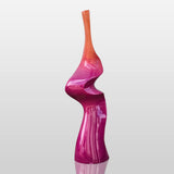 PREMIER Contemporary Pink Stainless Steel Sculpture with Curved Vertical Form for Patios, Pool Areas, and Modern Landscaping PSSS-187-Stainless Steel Sculpture-PREMIER SCULPTURE