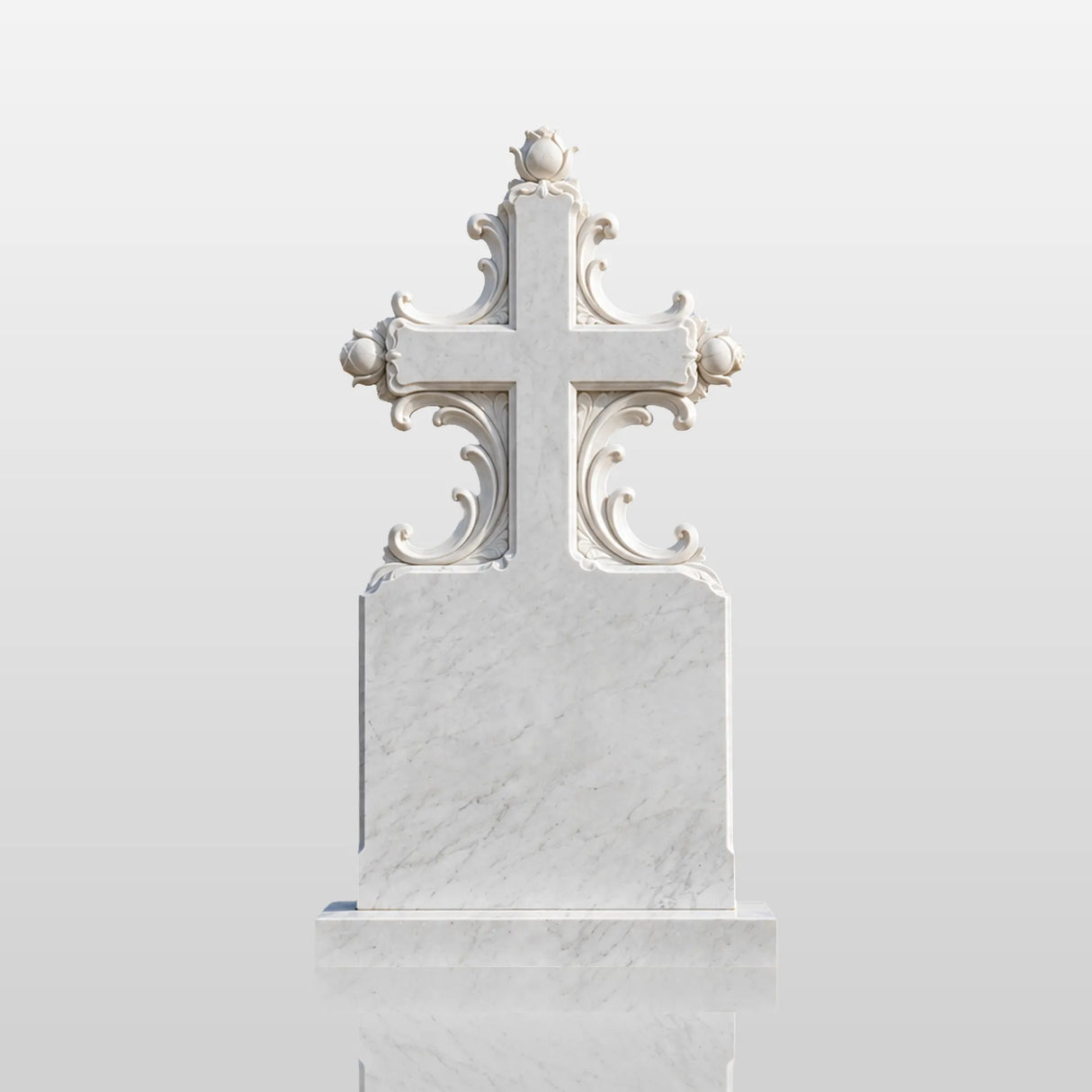 PREMIER Cross Marble Tombstone for Churchyard, Family Mausoleum, Funeral Park or Memorial Garden PSM-177-Marble sculpture-PREMIER SCULPTURE