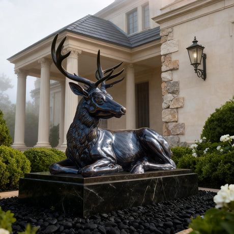 PREMIER Elegant Bronze Deer Sculpture with Lifelike Detailing for Luxury Gardens and Estate Entrances PSB-119-Bronze Sculpture-PREMIER SCULPTURE
