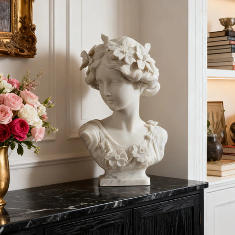 PREMIER Elegant Marble Lady Bust Sculpture for Classic Interiors PSM-087-Marble sculpture-PREMIER SCULPTURE