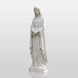PREMIER Elegant Virgin Mary Statue in White Marble for Gardens, Church Entrances and Religious Courtyards PSM-129-Marble sculpture-PREMIER SCULPTURE