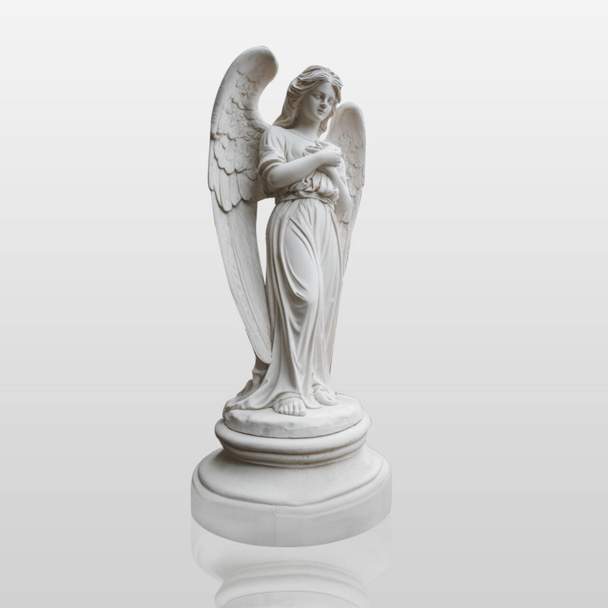 PREMIER Female Marble Angel Sculpture with Graceful and Gentle Design for Religious and Memorial Sites PSM-096-Marble sculpture-PREMIER SCULPTURE