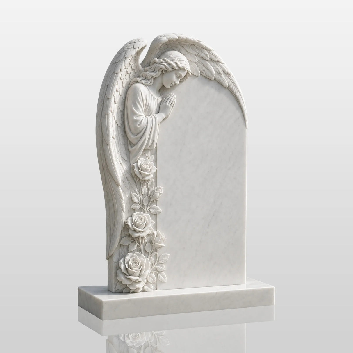 PREMIER Floral Angel Marble Tombstone for Burial Lawn, Parish Cemetery and Churchyard PSM-180-Marble sculpture-PREMIER SCULPTURE