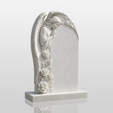 PREMIER Floral Angel Marble Tombstone for Burial Lawn, Parish Cemetery and Churchyard PSM-180-Marble sculpture-PREMIER SCULPTURE