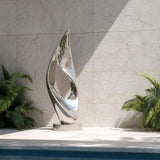 PREMIER Flowing Wave Stainless Steel Sculpture with Modern and Minimalist Style Ideal for Poolside or Resort Areas, Villas PSSS-233-Stainless Steel Sculpture-PREMIER SCULPTURE