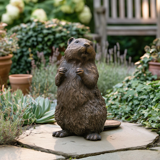 PREMIER Garden Bronze Beaver Statue for Entry Courtyard, Backyard Patio or Poolside PSB-216-Bronze Sculpture-PREMIER SCULPTURE