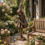 PREMIER Garden Bronze Girl Sculpture for Flowering Yard, Backyard or Yard Walkway PSB-199-Bronze Sculpture-PREMIER SCULPTURE