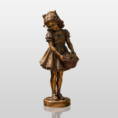 PREMIER Garden Bronze Girl Sculpture for Flowering Yard, Backyard or Yard Walkway PSB-199-Bronze Sculpture-PREMIER SCULPTURE