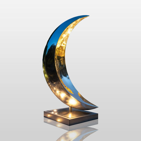 PREMIER Garden Stainless Steel Sculpture with Curved Moon Design for Courtyards, Weddings or Public Areas PSSS-255-Stainless Steel Sculpture-PREMIER SCULPTURE