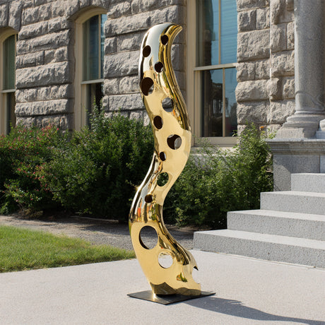 PREMIER Golden Stainless Steel Sculpture with Flowing Hollow Design for Gardens, Hotels, and Public Spaces PSSS-157-Stainless Steel Sculpture-PREMIER SCULPTURE