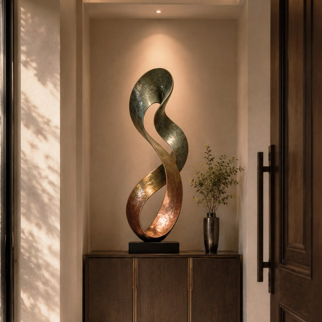 PREMIER Gradient Bronze Ribbon Sculpture for Entry Console, Living Sideboard or Office Desk PSB-202-Bronze Sculpture-PREMIER SCULPTURE