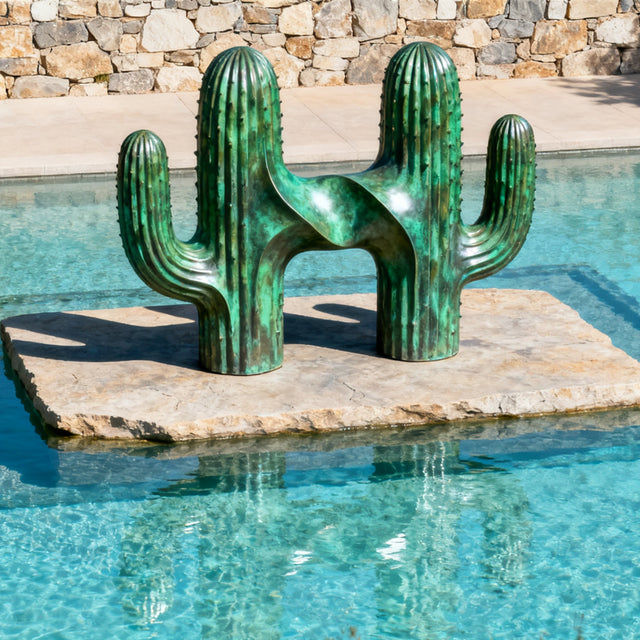 PREMIER Green Cactus Bronze Sculpture with Natural Element Style for Theme Parks, Pool Areas or Outdoor Gardens PSB-144-Bronze Sculpture-PREMIER SCULPTURE