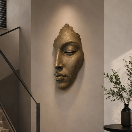 PREMIER Half Face Wall Sculpture in Bronze for Entryways, Stair Walls, Living Rooms or Quiet Meditation Spaces PSB-180-Bronze Sculpture-PREMIER SCULPTURE
