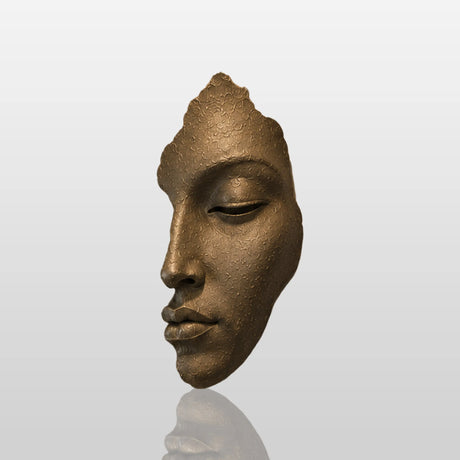 PREMIER Half Face Wall Sculpture in Bronze for Entryways, Stair Walls, Living Rooms or Quiet Meditation Spaces PSB-180-Bronze Sculpture-PREMIER SCULPTURE