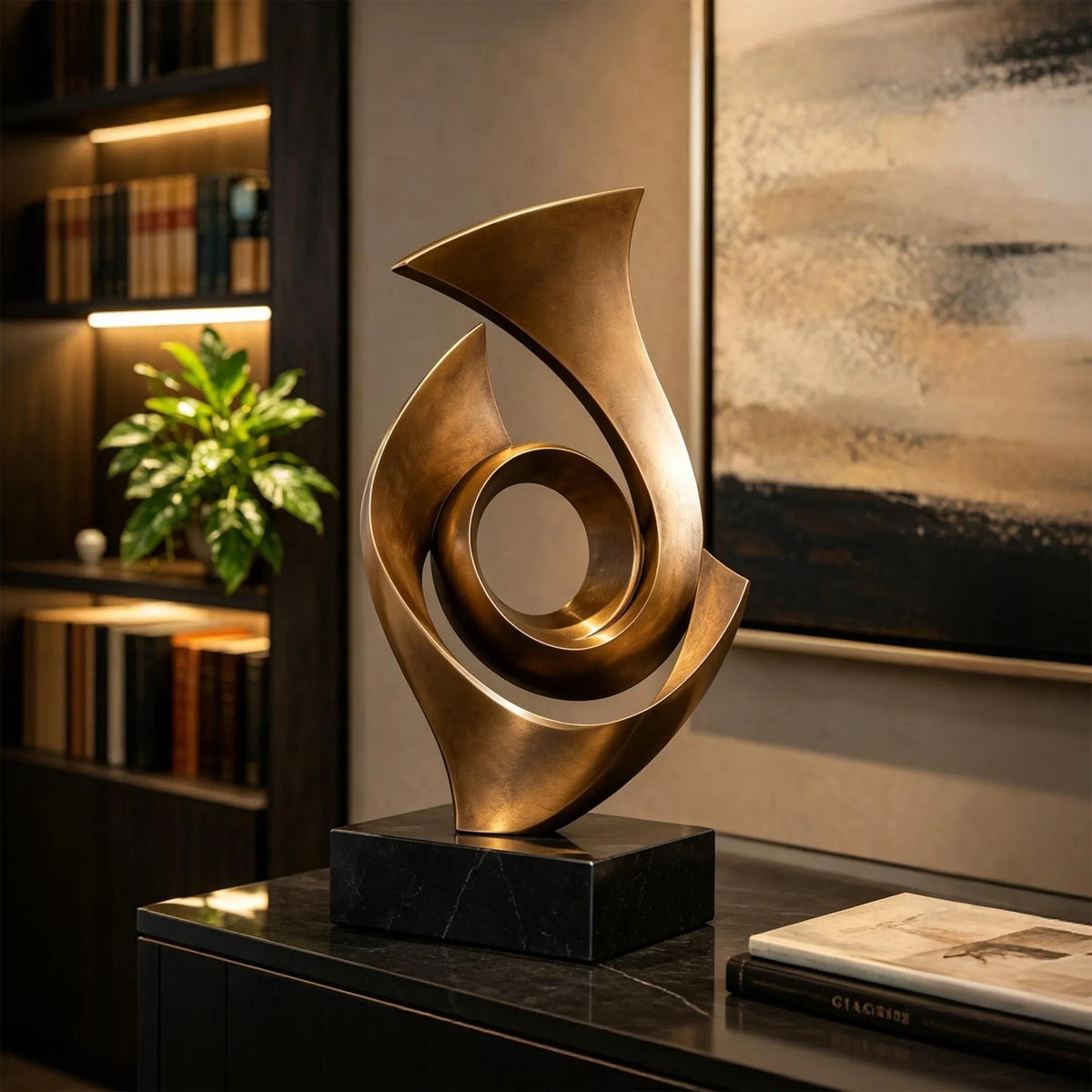 PREMIER Indoor Abstract Bronze Swirl Sculpture for Living Room, Office or Hotel Lobby PSB-283-Bronze Sculpture-PREMIER SCULPTURE