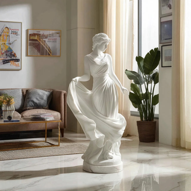 PREMIER Indoor Beautiful Marble Sculpture with Dancing Female Design for Corners, Living Rooms and Art Areas PSM-122-Marble sculpture-PREMIER SCULPTURE