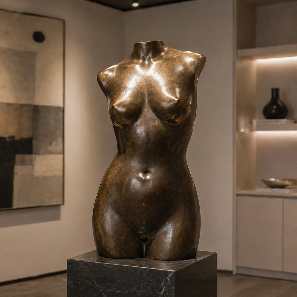 PREMIER Indoor Bronze Sculpture in Minimalist Female Torso Nude for Living Rooms, Entryway Console or Offices PSB-172-Bronze Sculpture-PREMIER SCULPTURE