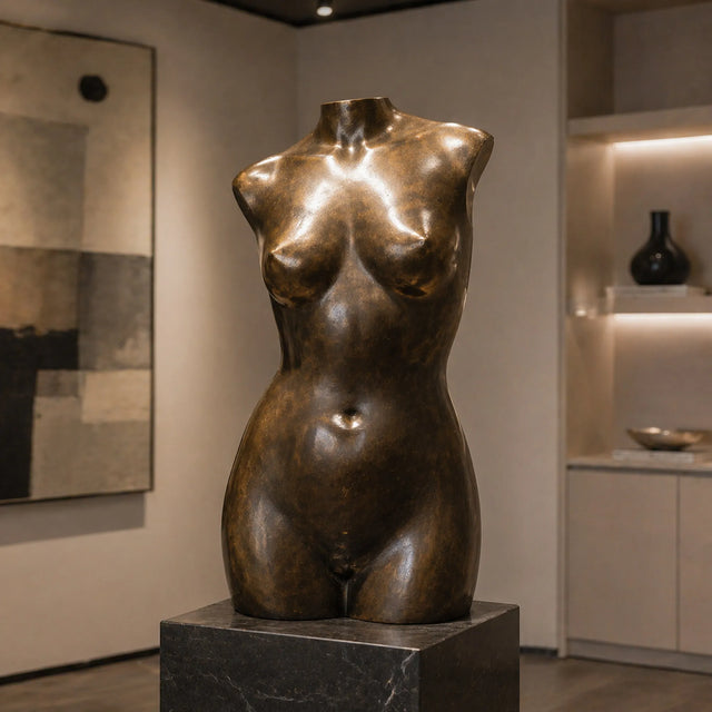 PREMIER Indoor Bronze Sculpture in Minimalist Female Torso Nude for Living Rooms, Entryway Console or Offices PSB-172-Bronze Sculpture-PREMIER SCULPTURE