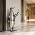 PREMIER Stainless Steel Penguin Sculpture with Tray for Hallway, foyer or Parlor PSSS-338-Stainless Steel Sculpture-PREMIER SCULPTURE