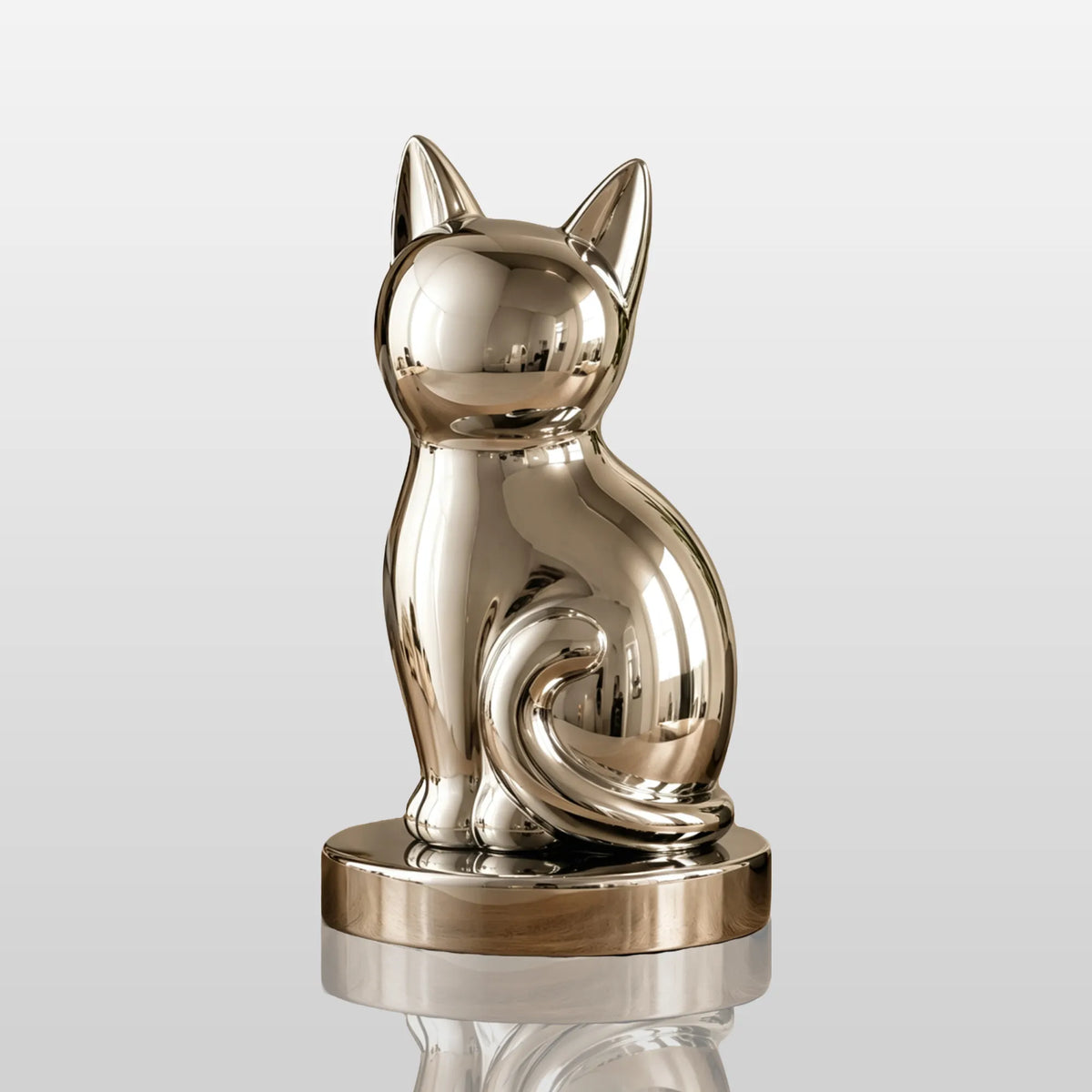 PREMIER Tabletop Cat Sculpture in Mirror Stainless Steel for Entryway, Coffee Table or Bedroom PSSS-340-Stainless Steel Sculpture-PREMIER SCULPTURE