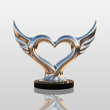 PREMIER Large Stainless Steel Sculpture with Heart Wing Design for Public Plaza, Patio or Lobby PSSS-311-Stainless Steel Sculpture-PREMIER SCULPTURE