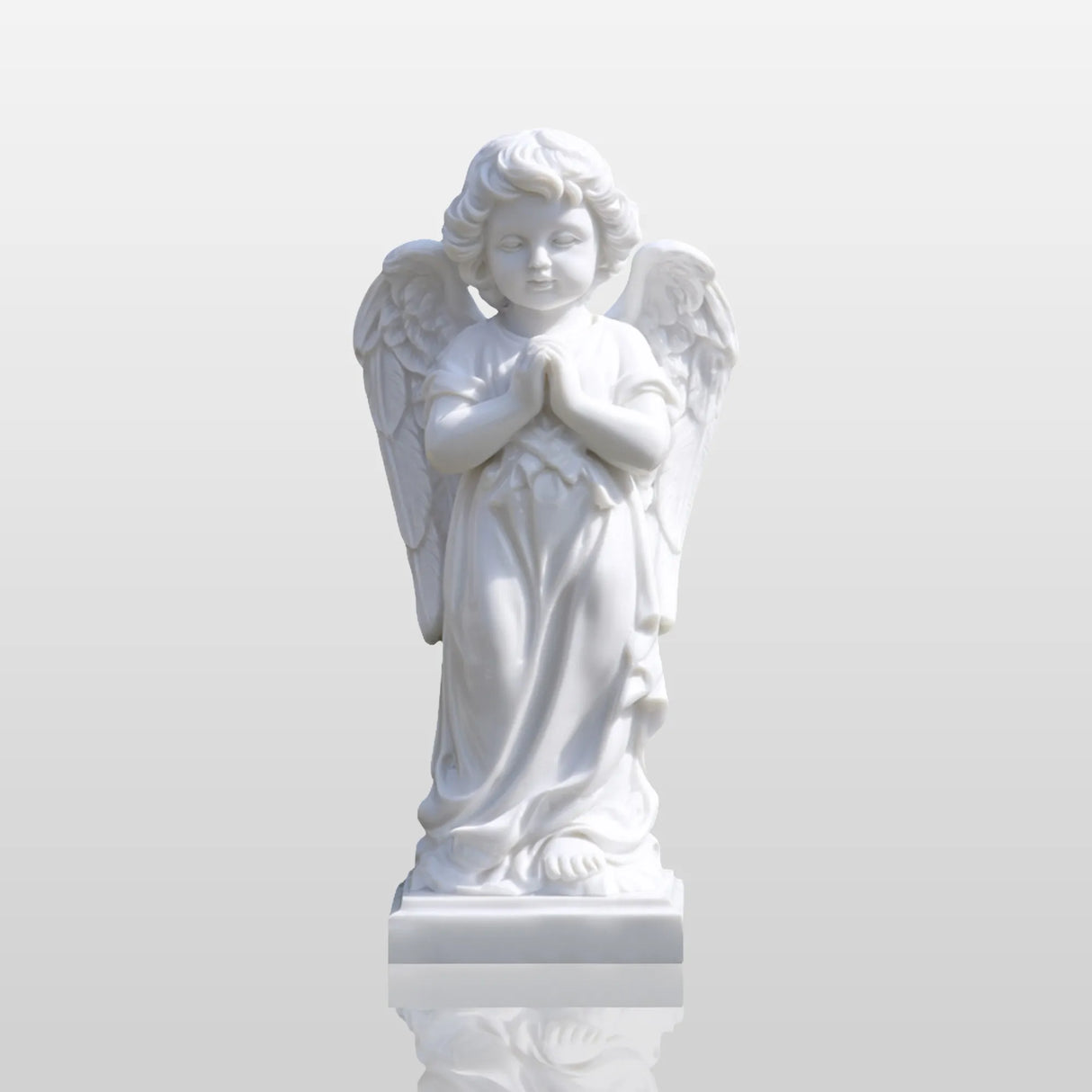 PREMIER Little Angel Marble Statue with Charming Design for Pathways, Courtyards or Gardens PSM-115-Marble sculpture-PREMIER SCULPTURE