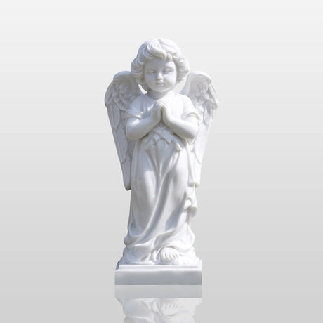 PREMIER Little Angel Marble Statue with Charming Design for Pathways, Courtyards or Gardens PSM-115-Marble sculpture-PREMIER SCULPTURE