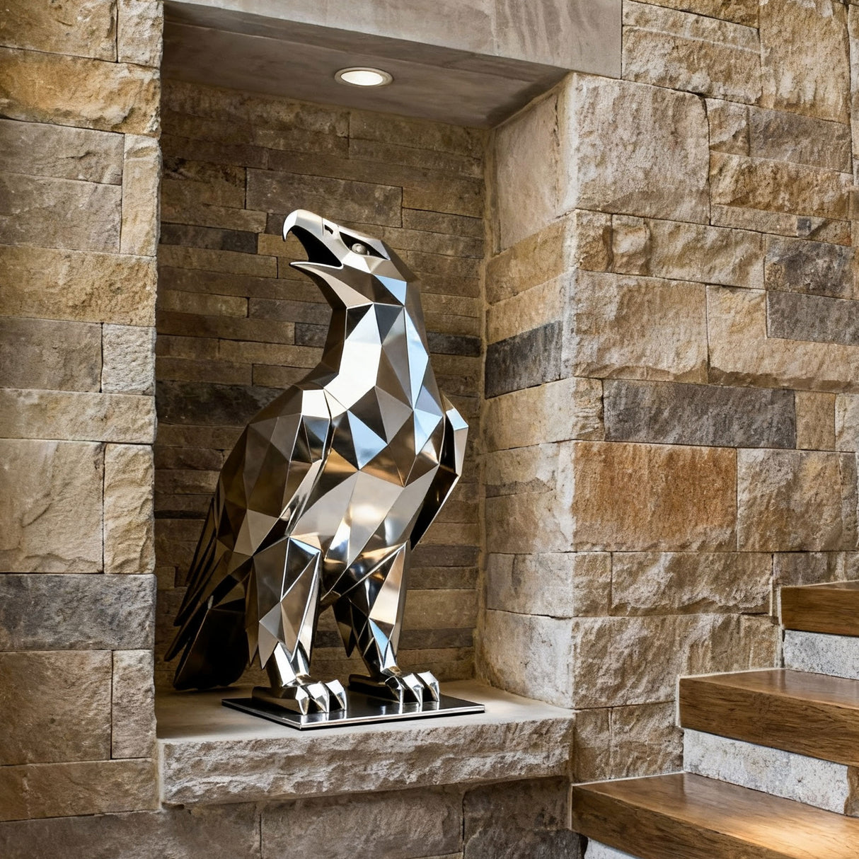 PREMIER Luxury Stainless Steel Eagle Sculpture in Modern Design for Entrances, Lobbies and Private Collections PSSS-154-Stainless Steel Sculpture-PREMIER SCULPTURE