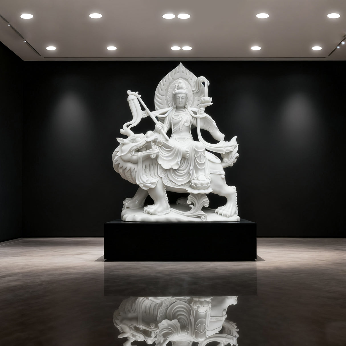 PREMIER White Marble Bodhisattva Statue as Spiritual Sculpture for Meditation Spaces and Luxury Interior PSM-077