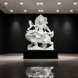 PREMIER White Marble Bodhisattva Statue as Spiritual Sculpture for Meditation Spaces and Luxury Interior PSM-077