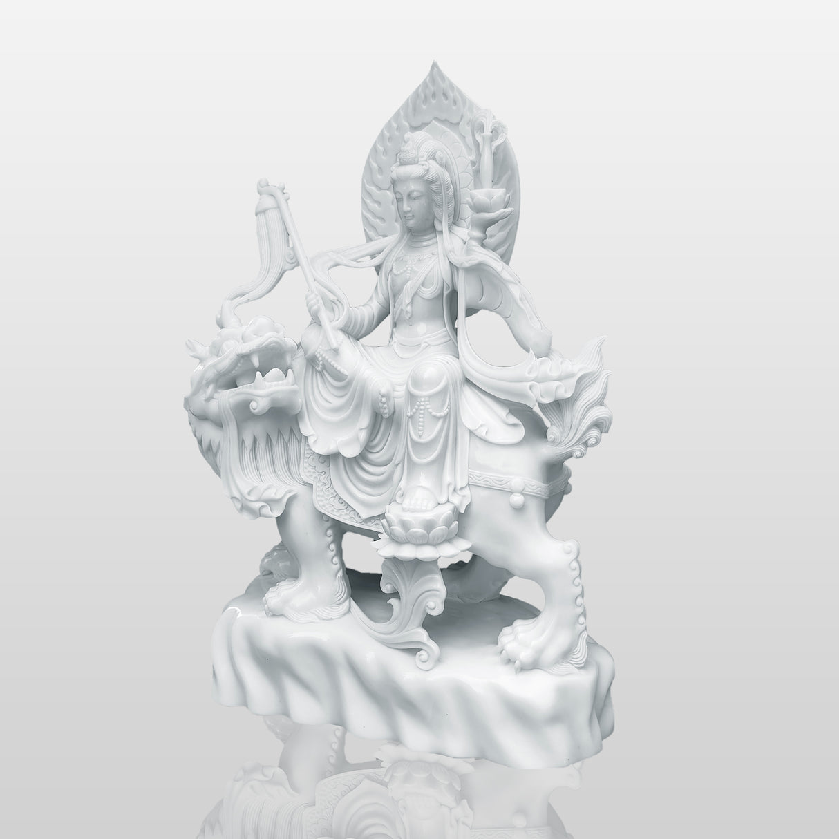 PREMIER White Marble Bodhisattva Statue as Spiritual Sculpture for Meditation Spaces and Luxury Interior PSM-077