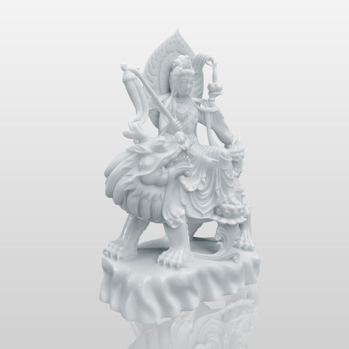PREMIER White Marble Bodhisattva Statue as Spiritual Sculpture for Meditation Spaces and Luxury Interior PSM-077