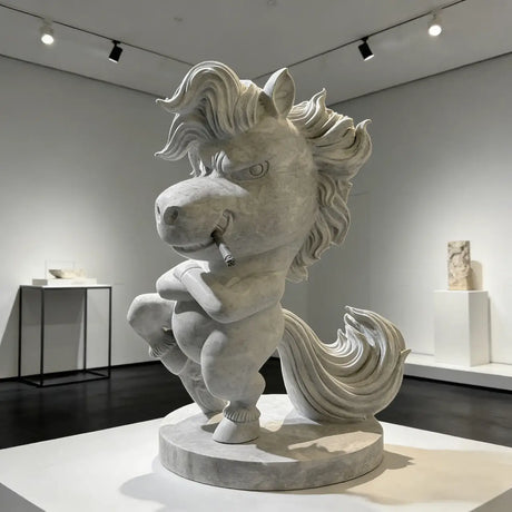 PREMIER Marble Cartoon Horse Sculpture for Living Rooms, Art Galleries, Kids Playrooms and Art Studios PSM-145-Marble sculpture-PREMIER SCULPTURE