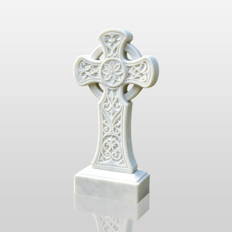 PREMIER Marble Headstone with Celtic Cross Design for Memorial Garden, Chapel Grounds or Church Entrance PSM-213-Marble sculpture-PREMIER SCULPTURE