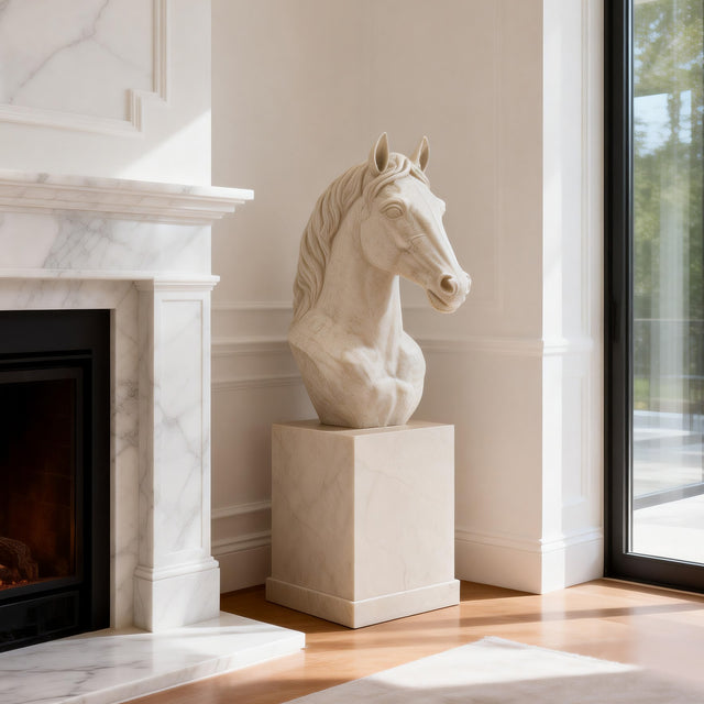 PREMIER Marble Horse Head Sculpture for Elegant Interior Spaces PSM-091-Marble sculpture-PREMIER SCULPTURE
