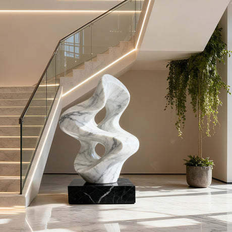 PREMIER Marble Irregular Curve Sculpture with Abstract Design for Living Rooms, Art Galleries and Lobbies PSM-100-Marble sculpture-PREMIER SCULPTURE
