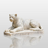 PREMIER Marble Leopard Sculpture with Lying Design for Gardens, Entrances, and Luxury Outdoor Spaces PSM-082-Marble sculpture-PREMIER SCULPTURE