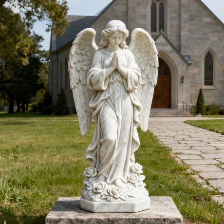 PREMIER Marble Praying Angel Sculpture for Churches, Memorial Gardens, and Serenity Spaces PSM-085 (Copy)-Marble sculpture-PREMIER SCULPTURE