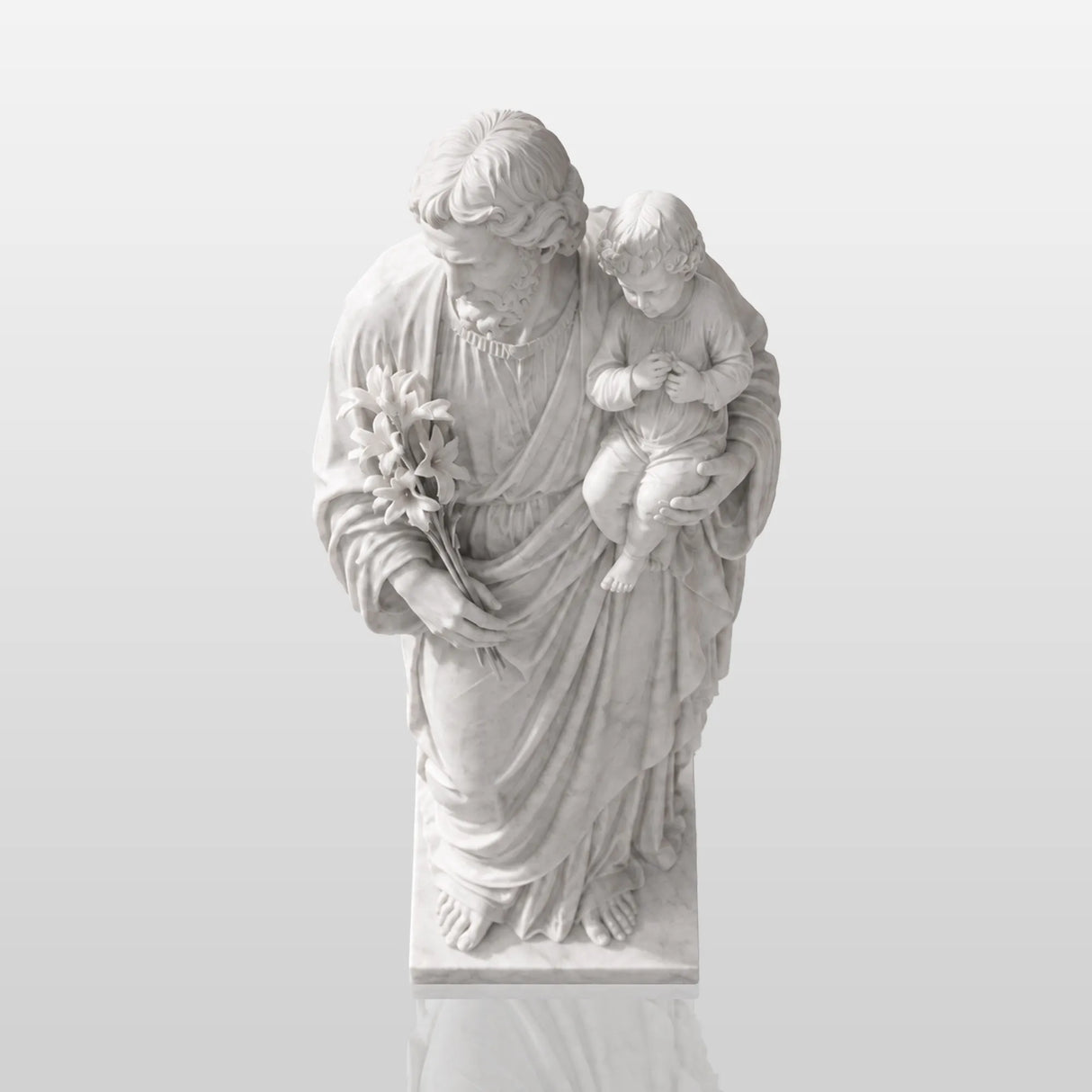 PREMIER Marble Saint Joseph Statue with Baby Jesus Design for Entry Porch, Church Ground or Courtyard PSM-175-Marble sculpture-PREMIER SCULPTURE