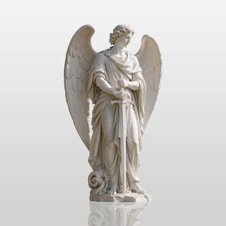 PREMIER Marble Sculpture with Saint Michael Design for Church Garden, Religious Courtyard or Plaza PSM-162-Marble sculpture-PREMIER SCULPTURE