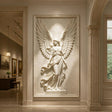 PREMIER Marble Wall Relief Sculpture with Winged Angel Design for Gallery Hallway, Entry Niche or Museum PSM-170-Marble sculpture-PREMIER SCULPTURE