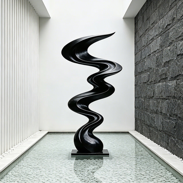 PREMIER Matte Black Stainless Steel Sculpture for modern villa or Lobby Decor PSSS-267-Stainless Steel Sculpture-PREMIER SCULPTURE