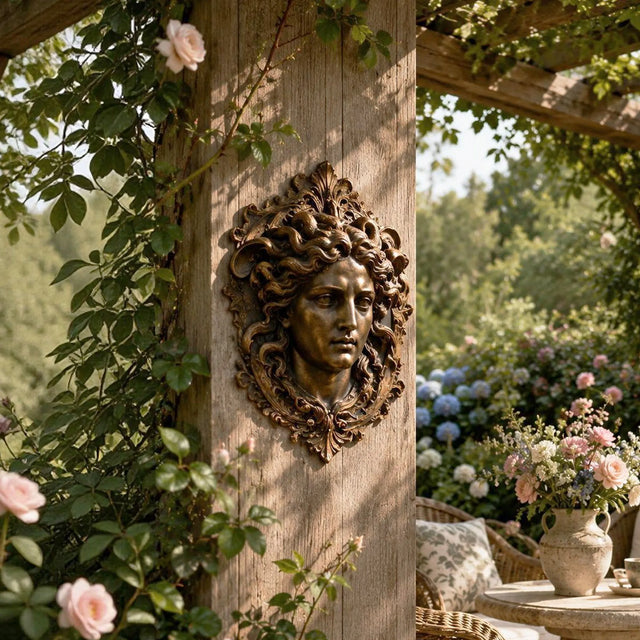 PREMIER Medusa Bronze Mask Wall Sculpture for Garden Pergola or Arbor, Patio Post and Backyard Wall PSB-201-Bronze Sculpture-PREMIER SCULPTURE
