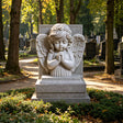 PREMIER Memorial Cherub Marble Tombstone for Cemeteries, Gardens, Funeral Grounds or Church Graveyards PSM-151-Marble sculpture-PREMIER SCULPTURE