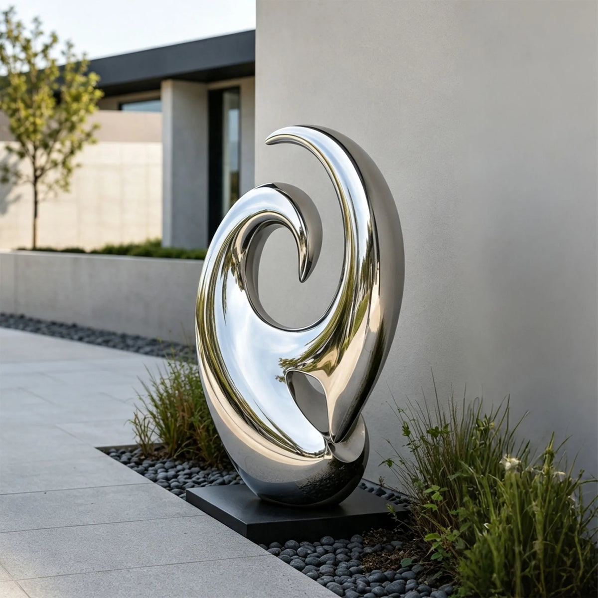 PREMIER Metal Swirl Sculpture for Home Entry, Urban Garden or Driveway PSSS-350-Stainless Steel Sculpture-PREMIER SCULPTURE