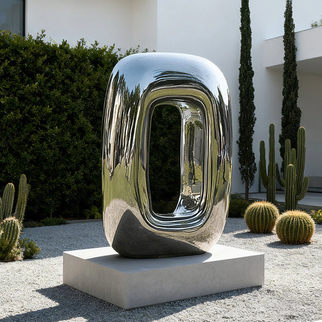 PREMIER Minimalist Stainless Steel Sculpture with Soft Contours for Modern Outdoor Design PSSS-174-Stainless Steel Sculpture-PREMIER SCULPTURE
