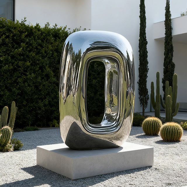 PREMIER Minimalist Stainless Steel Sculpture with Soft Contours for Modern Outdoor Design PSSS-174-Stainless Steel Sculpture-PREMIER SCULPTURE