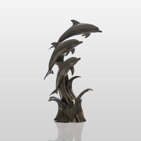 PREMIER Modern Bronze Dolphin Sculpture in Dynamic Design for Outdoor Spaces PSB-142-Bronze Sculpture-PREMIER SCULPTURE
