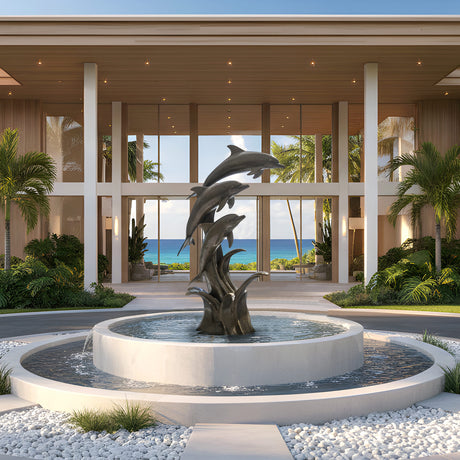PREMIER Modern Bronze Dolphin Sculpture in Dynamic Design for Outdoor Spaces PSB-142-Bronze Sculpture-PREMIER SCULPTURE